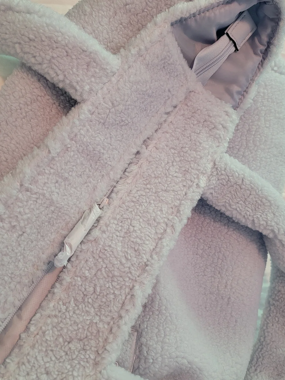 PINK Sherpa Tote Bag in Light Blue